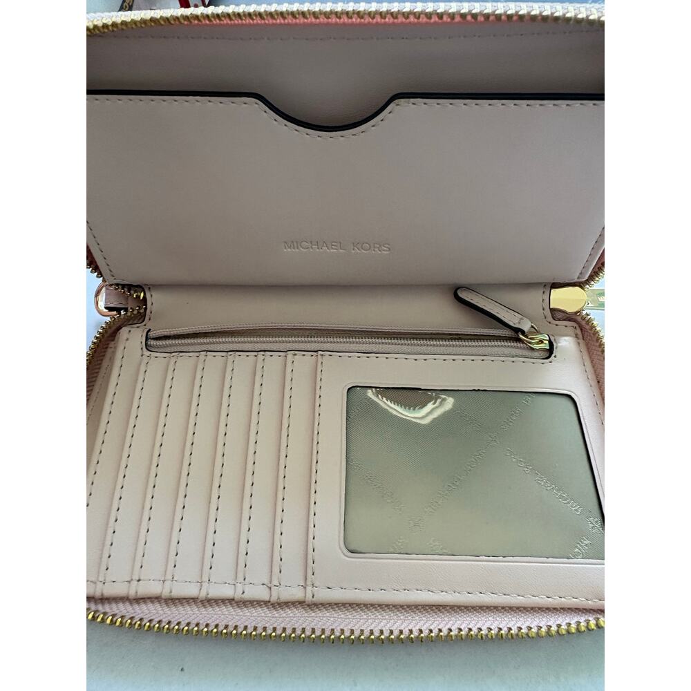 Michael Kors Jet Set Leather Phone Case Wallet Blossom Pink Zip Around Soft MK - Picture 4 of 7